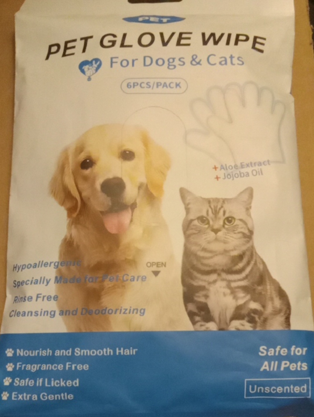 Pet Glove Wipe For Dogs & Cats